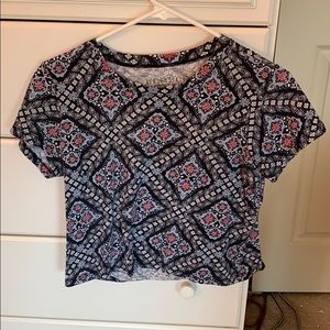 Blue Patterned Crop Top